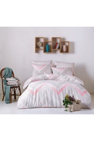 Lena King Size Quilted Duvet Cover Set 4 Seasons Set 100% Cotton Ranforce Fabric - Majoli
