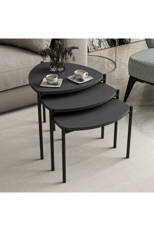 Lenny 3 Piece Nesting Table with Metal Legs - Anthracite lennyzigon - Minar