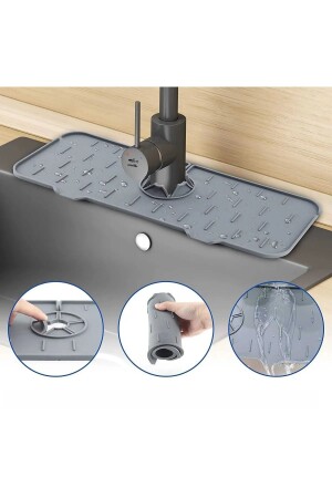 LEON LIFE Water Trap Faucet Mat Protective Faucet and Sink Mat for Kitchen and Bathroom (Anthracite) - Red Rose