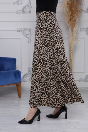 Leopar Desenli Uzun Etek Beli Lastikli G029-3l 2257g029 - Gül Moda