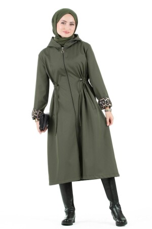 Leopar Detaylı Trençkot-haki - Sevitli