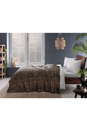 Leopard Cotton Double Blanket Black - Taç