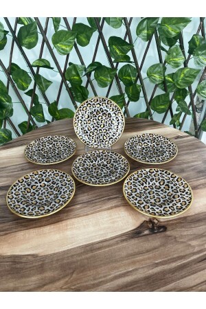 Leopard Pattern 6 Pieces Tea Saucer 12.5 cm Leopard Pattern 6 Tea Saucers 12.5 cm - GÜRCÜGLASS