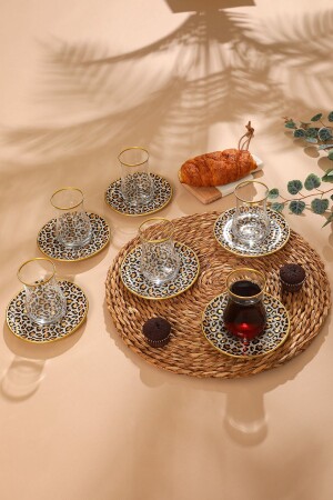 Leopard Pattern Tea Set 12 Pieces 2 LEOPARD - GÜRCÜGLASS