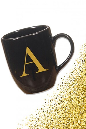 Letter A Black Mug HKSA101 - Vivas