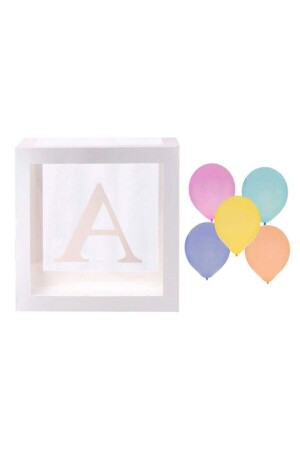 Letter A White Box and Balloon Set - Bidolumutluluk