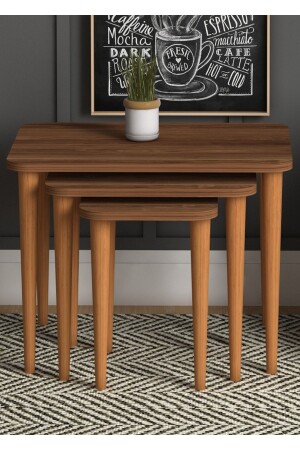 Letto 3-Piece Nesting Table Walnut - Monte Sehpa