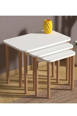 Letto 3-Piece Nesting Table White - Monte Sehpa