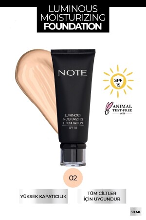 Leuchtende feuchtigkeitsspendende Grundierung 02 Natural Beige - Note Cosmetics