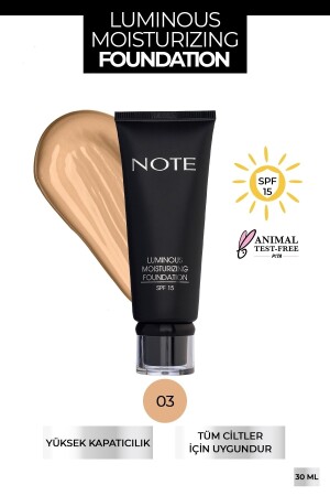 Leuchtende feuchtigkeitsspendende Grundierung 03 Mittelbeige - Note Cosmetics