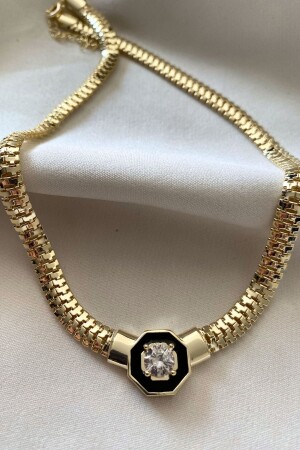 Leyla (SERENAY) Series Rhodium Gold Plated Gold Necklace - Linden