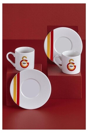 LICENSED GALATASARAY PORCELAIN TURKISH COFFEE CUP SET FOR 2 GS01 - Galatasaray