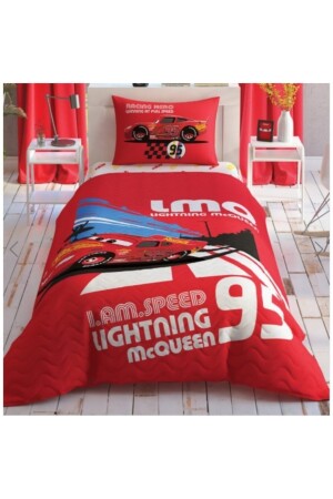 Licensed Quilted Duvet Cover Set Cars Full Speed ​​3478-17 - Taç
