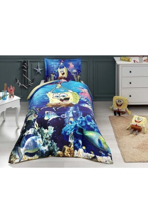 Licensed Single Ranforce Duvet Cover Set Spongebob Aqua Blue 153. EVY. 00167 - Özdilek
