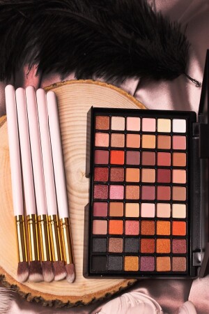 Lidschatten-Palette, 54-teilig, weißes Lidschatten-Pinsel-Set, 5-teilig, Make-up-Set, 2-teilig, 2STFPFRC - MUJGAN