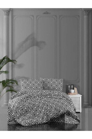 Life Blackwhite Series Diagonal Black and White Double Cotton Duvet Cover Set (without sheets) ecdiagonal02 - üntaş