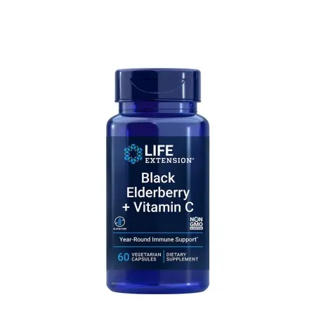 Life Extension Black Elderberry + Vitamin C (60 Veg Capsules) - Life Extension