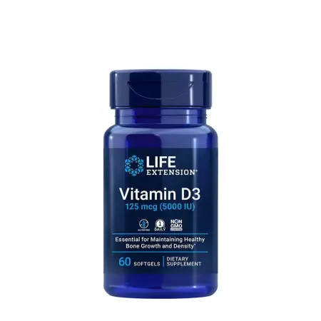 Life Extension Vitamin D3 125 mcg (5000 IU) (60 Softgels) - Life Extension
