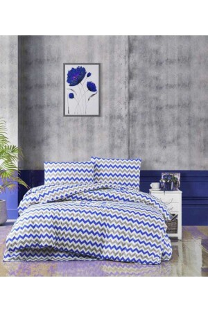 Life Series Blue Gray Zigzag Double Cotton Duvet Cover Set 200x220 Ecmavigrisetçft ecmavigrisetçft - üntaş
