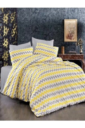 Life Series Yellow Zigzag Double Duvet Cover Set eczigzag02 - üntaş