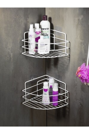 Lifetime Edelstahl-Kleber-Badezimmer-Eck-Organizer, Shampoo-Halter, Duschregal, 2 Stück, weiß, Tk-01, LAISYHOME-038 - Sas Haus