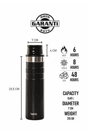 Lifetime Guaranteed Active Plus Stainless Steel Thermos Titan Black 0.60 Lt- (20 Oz) - TANQ