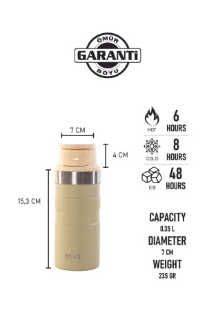 Lifetime Guaranteed Active Stainless Steel Thermos Vanilla 0.35 Lt- (12 Oz) - TANQ