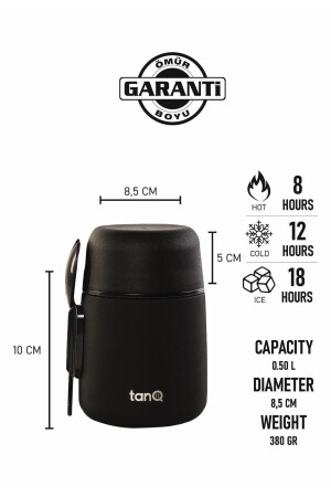 Lifetime Guaranteed Bento Stainless Steel Food Thermos Midnight Black 0.50 Lt- (17 OZ) - TANQ