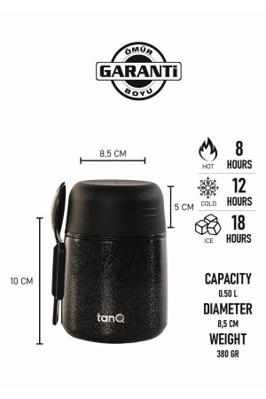 Lifetime Guaranteed Bento Stainless Steel Food Thermos Midnight Black (500CC-SPOTTED BLACK) - TANQ