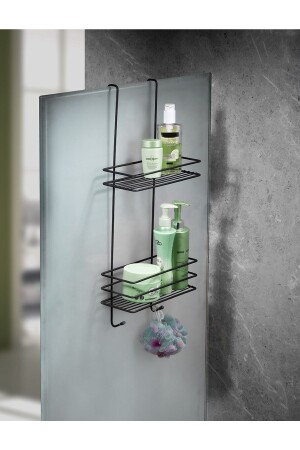 Lifetime Stainless 2-Tier Hanging Bathroom Shower Shelf Soap Dish Shower Cabin Shampoo Holder Black - Sas Haus