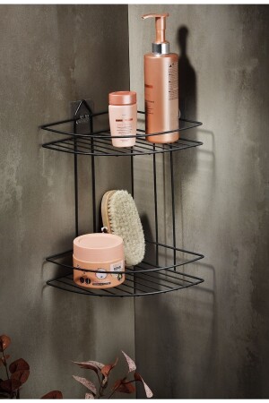 Lifetime Stainless Adhesive Bathroom Corner Organizer Shampoo Holder Shower Shelf Black Ek-02 LAISYHOME-037 - Sas Haus