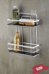Lifetime Stainless Adhesive Bathroom Corner Organizer Shampoo Holder Shower Shelf Black Mls-746 PRA-615130-3017 - Sas Haus