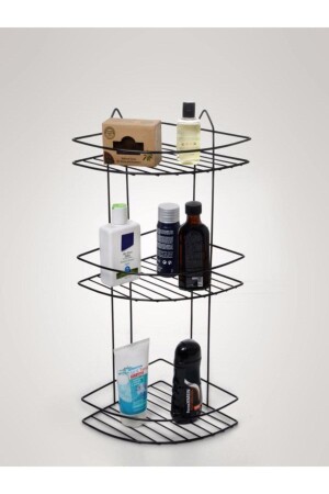 Lifetime Stainless Black 3 Tier Bathroom Corner Shampoo Holder Corner Holder Bathroom Shelf Black 78689 - Genel Markalar