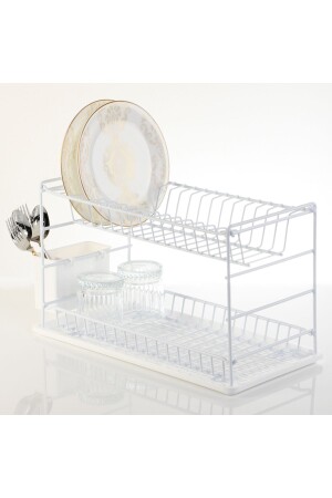 Lifetime Stainless Two-Tier Plate Rack Dish Rack 50 Cm White - Hagen