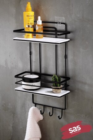 Lifetime Stainless Wall Adhesive 2 Tier Bathroom Flat Shampoo Holder Organizer Black Tş-02 PRA-5200680-4568 - Sas Haus