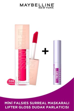 Lifter Gloss Moisturizing Lip Gloss- 24 Bubblegum & Mini Falsies Surreal Mascara 4. 7ML - Maybelline New York