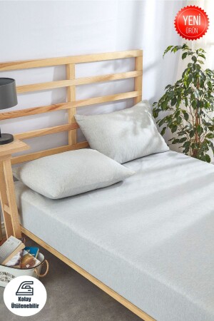 Light Gray Fitted Sheet Set Solid Color Cotton-Pillow Case Single-Double-Full Size - Ricco Lifes