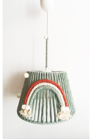 Light Khaki Macrame Rope Wrapped Rainbow Appliqued Baby and Kids Room Chandelier 145VZ - C&A
