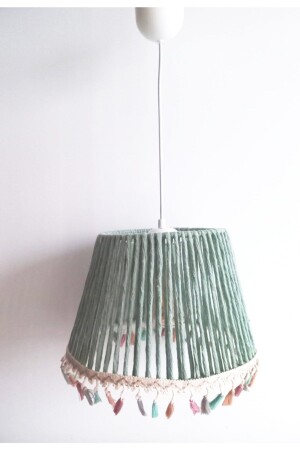 Light Khaki Macrame String Wrapped Fringed Pendant Lamp Chandelier 144VZ - C&A