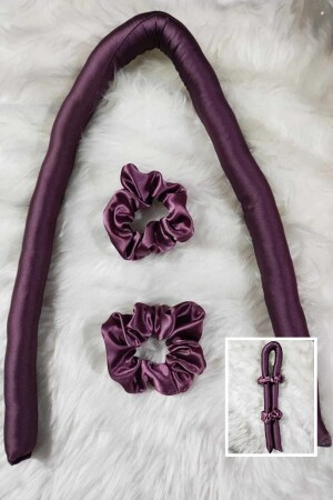 Light Lilac Color Heatless Hair Styling Hair Sausage Satin Buckle Set - Elvin Aksesuar