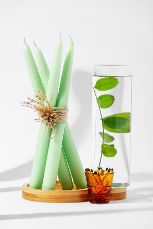 Light Mint Green Candlestick Candle 4 Pieces - Gizemli Home