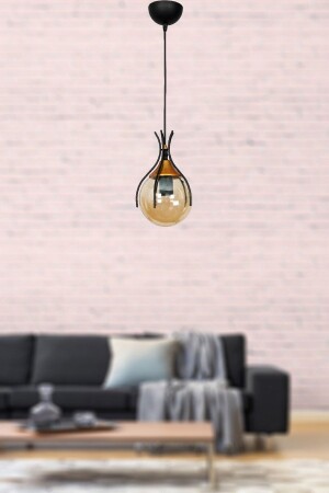 Lighting Azur Single Black (bal Glop Glass) Chandelier 61386 - Venon