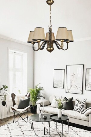 Lighting Banyum 5 Li Lampshade S. Brown Black Yellow Patina Chandelier 705 0447 40 099 - Venon