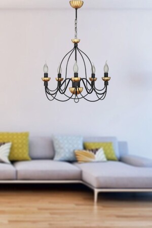 Lighting Calista 5-Piece Case Black Gold Chandelier 605 0324 51 099 - Venon