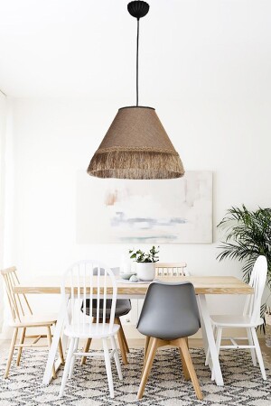 Lighting Çise Single Black Lampshade K. Color Tassel Chandelier 701 0874 13 024 - Venon