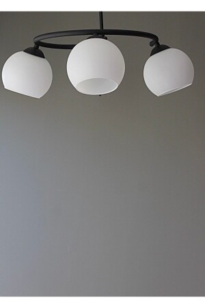 Lighting Living Room Kitchen 3-Piece Black Chandelier with Mobile White Glass DAE3331 - AVİZEVİ