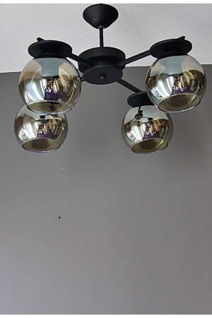 Lighting Living Room Modern Black Smoked Glass Efes 4-Plus Chandelier KLII2321 - AVİZEVİ