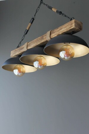 Lighting Retro Living Room Kitchen Vintage Tokyo 3-Piece Wooden Chandelier TKY3211 - AVİZEVİ