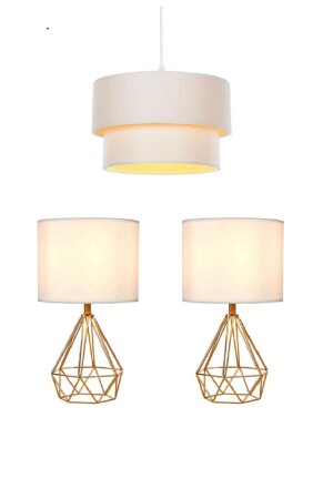 Lighting Set Tardu Living Room Chandelier, Hall Chandelier Kitchen Chandelier 2 Pieces Table Lampshade SET TARDU - White West inn House