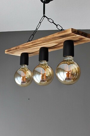 Lighting Wooden 3 Piece Living Room Kitchen Mono Chandelier TYUII89 - AVİZEVİ